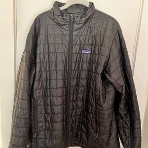 Men's Patagonia Nanopuff Jacket size L Black, WITH EMBROIDERY